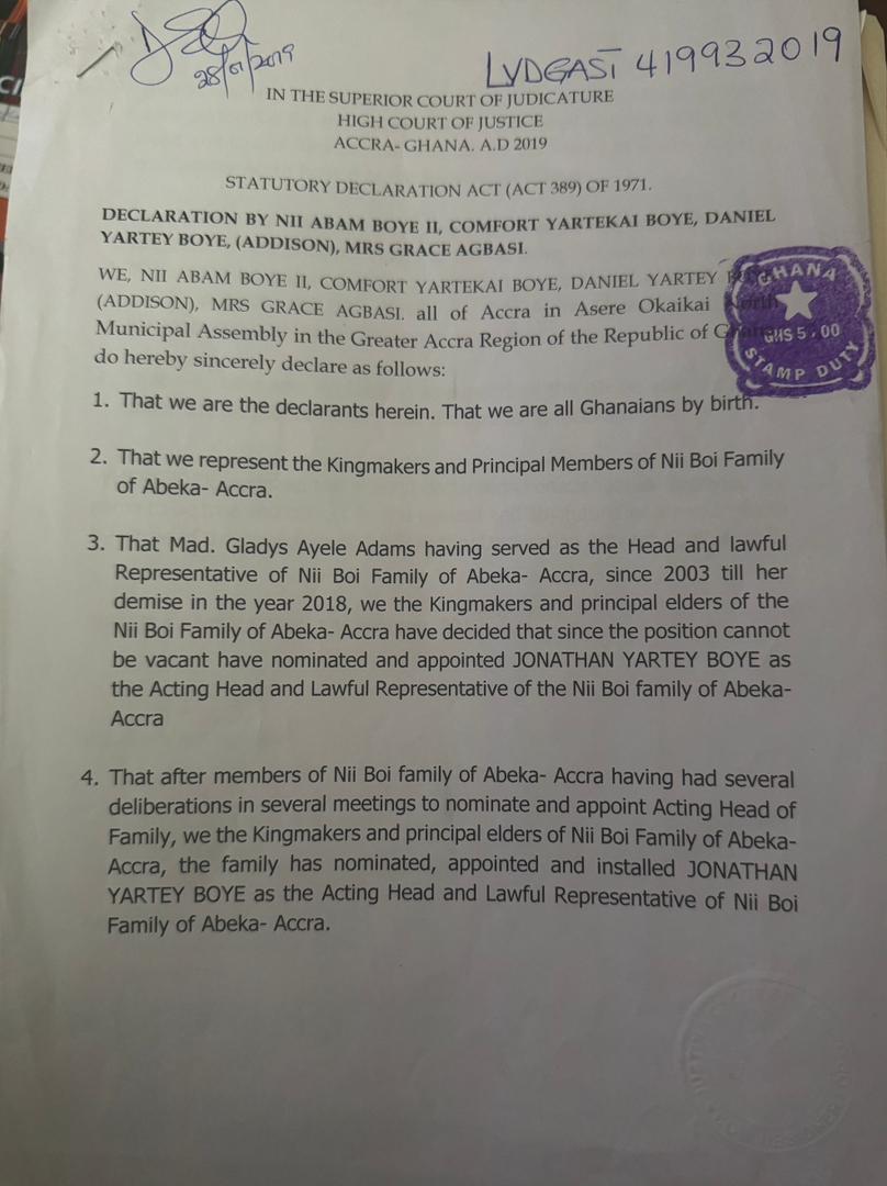 Nii Boi Family Head Appointment (2019) — Page 1